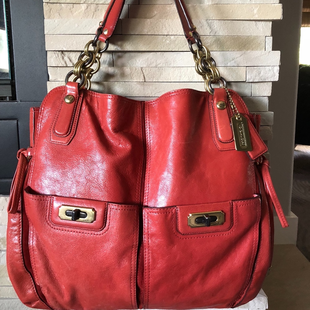 Coach Tote Bag Poppy Color Like New